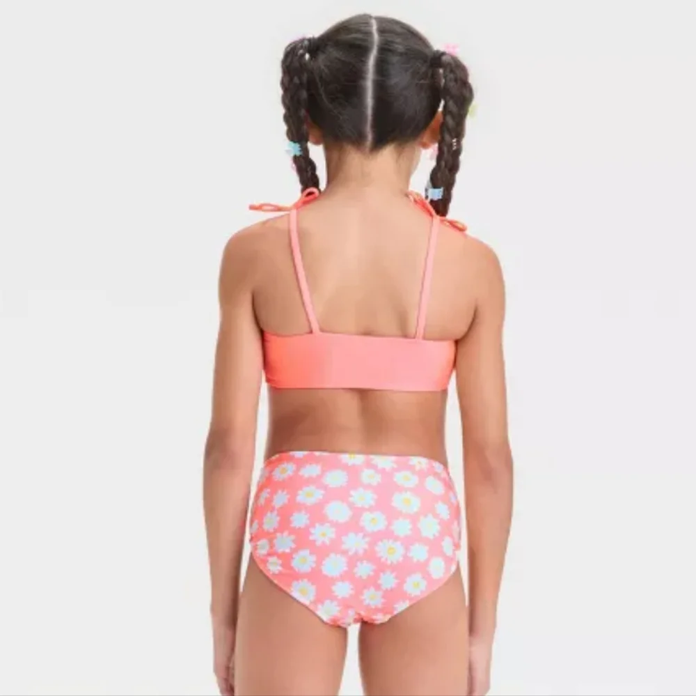 Girls' Simple Daisy Floral Printed Bikini Top L 10/12 - Picture 3 of 7